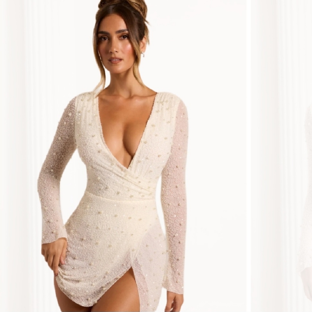 Oh Polly Ivory Sequin Mini Dress